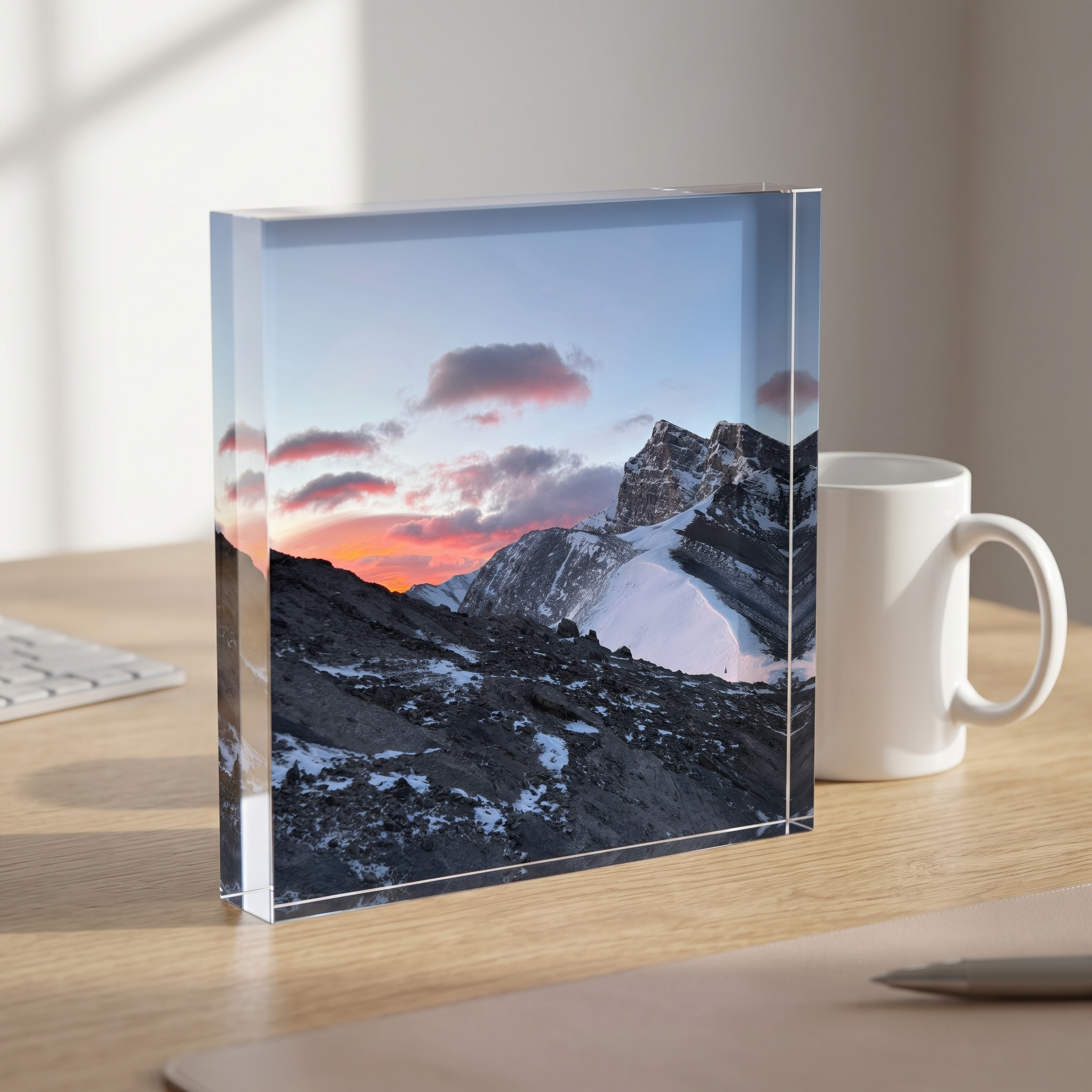 Size 5x5 Square — example render with mug for scale