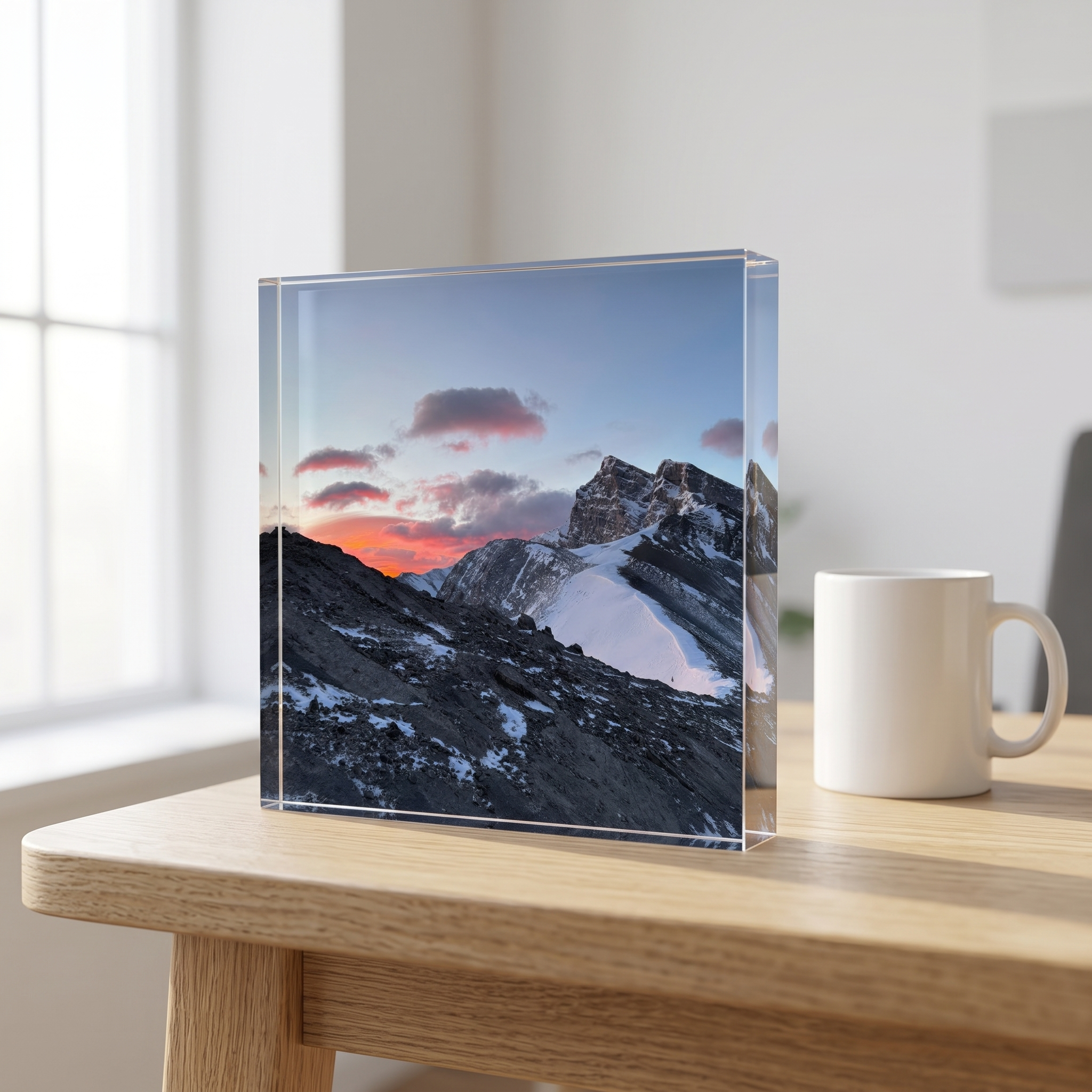 Size 6x6 Square — example render with mug for scale