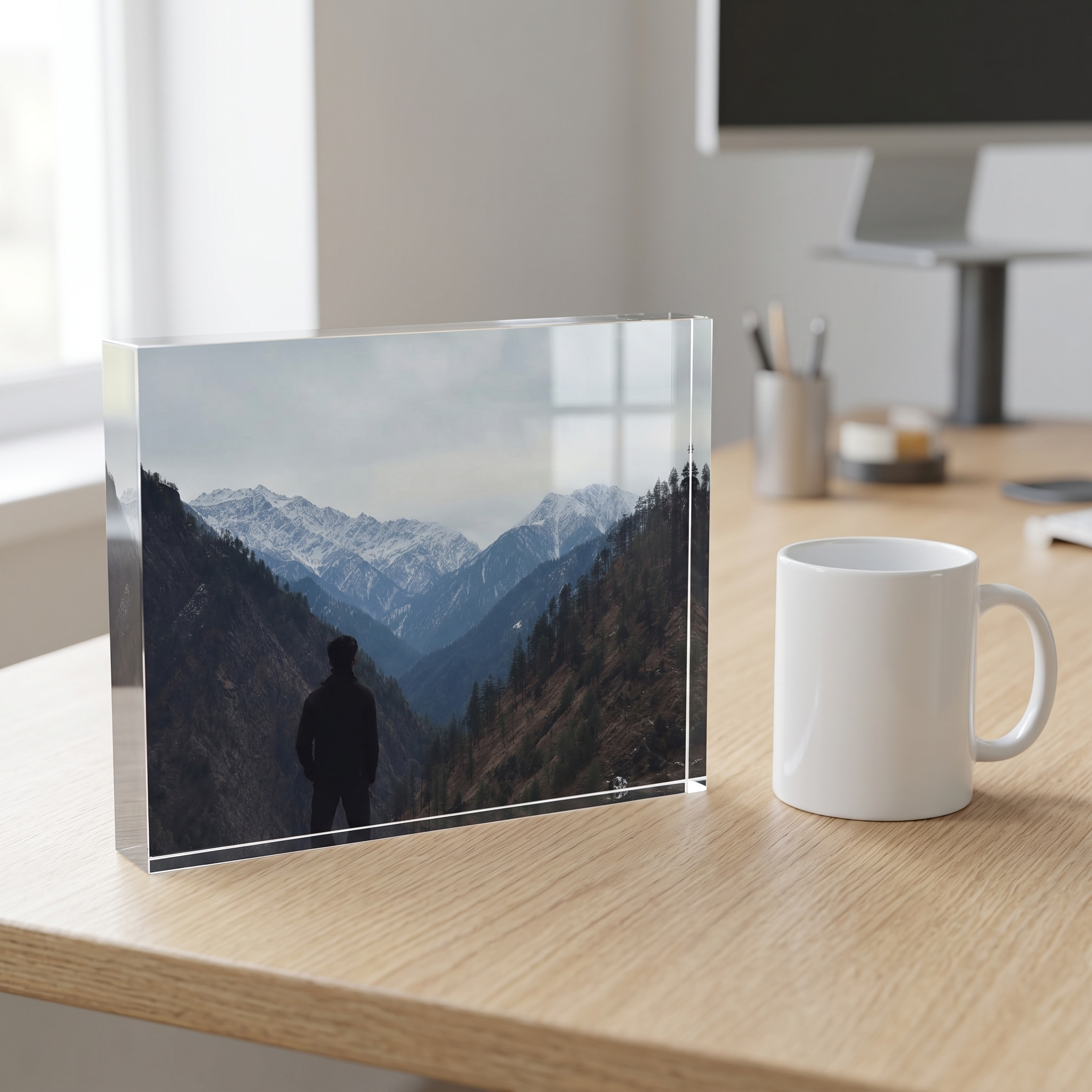 Size 5x7 Landscape — example render with mug for scale