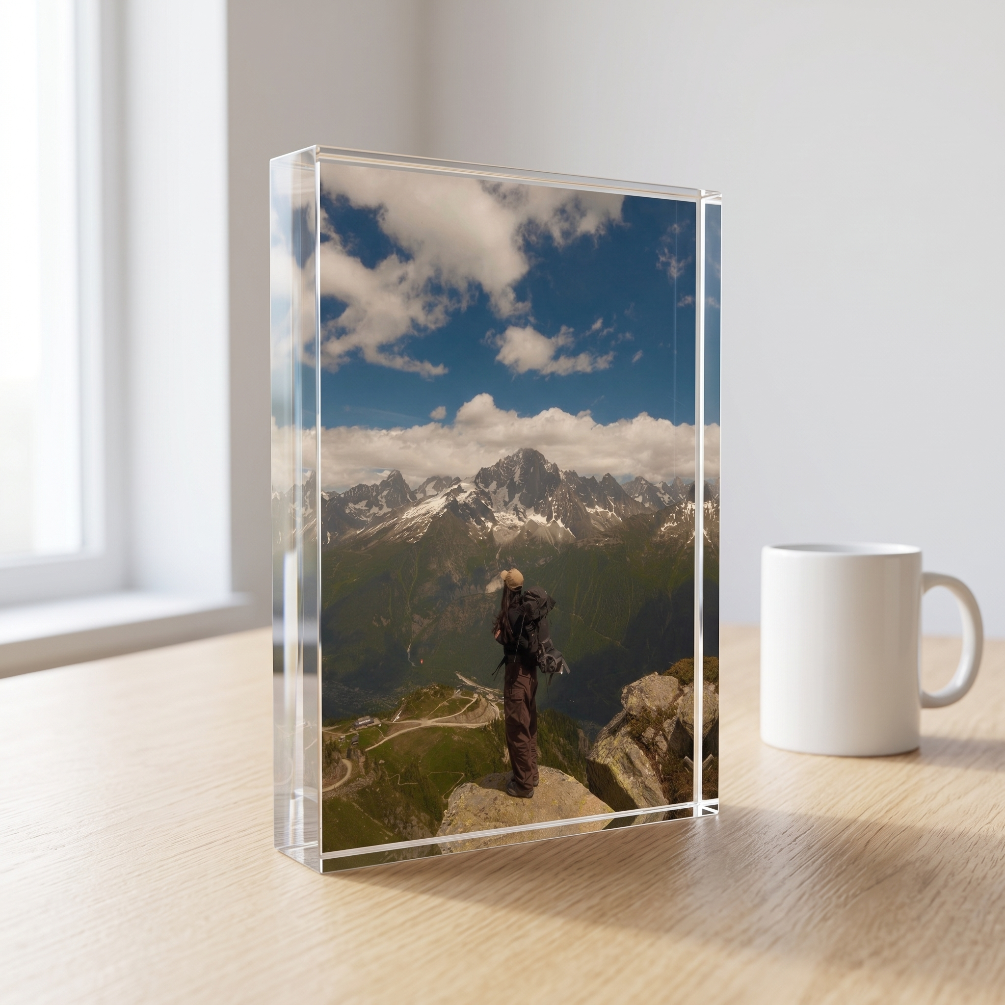 Size 5x7 Portrait — example render with mug for scale