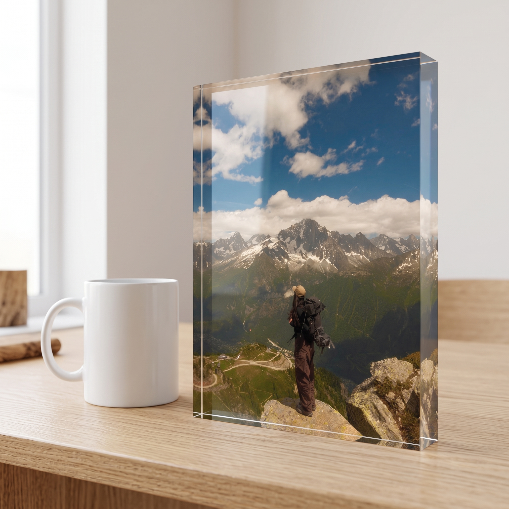 Size 6x8 Portrait — example render with mug for scale