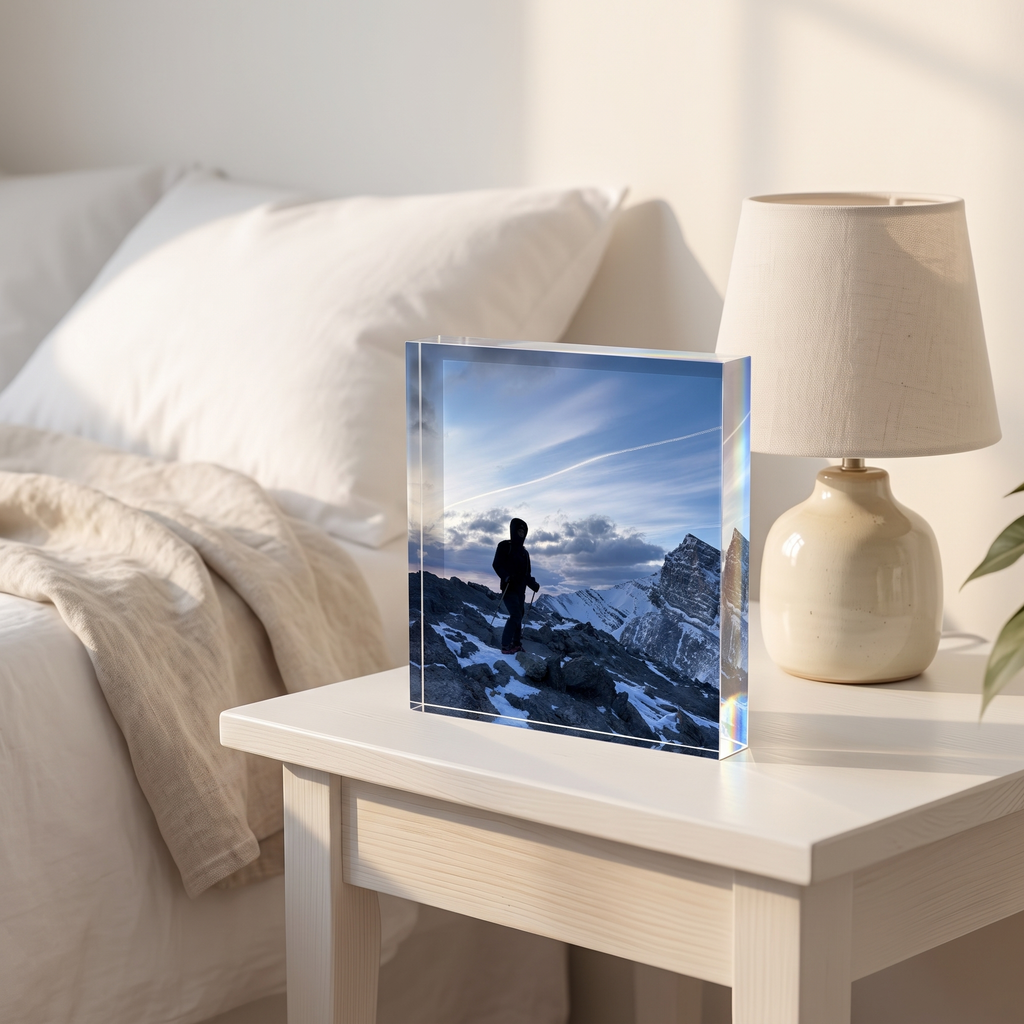 6x6 Square — bedside table in morning light, example