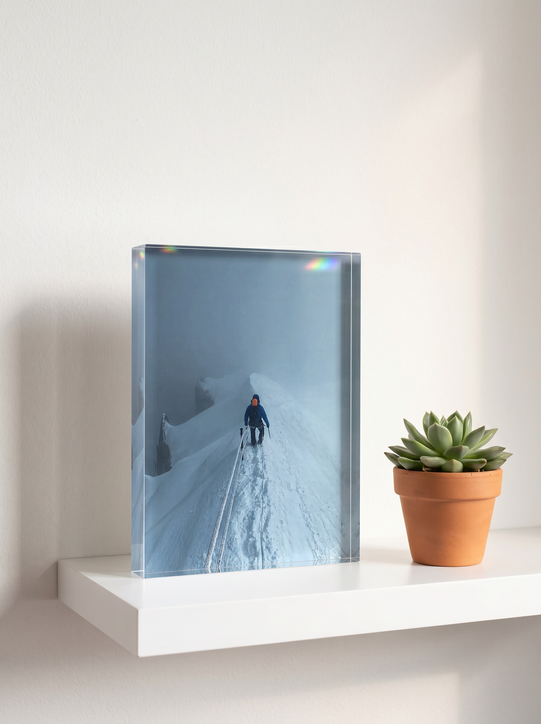 6x8 Portrait — block on shelf with plant, home example